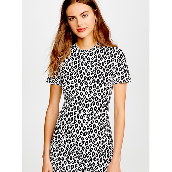 THEORY LEOPARD PRINT JACQUARD DRESS FIT AND FLARE  NEW WITH TAGS SMALL - Picture 6 of 8